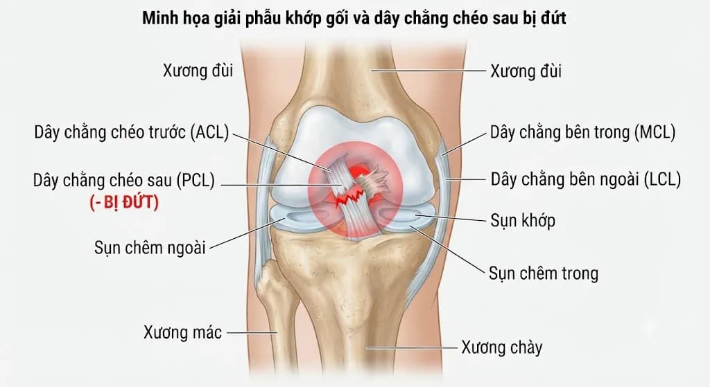 Đứt Dây Chằng Chéo Sau: Triệu Chứng & Điều Trị Mới 2026
