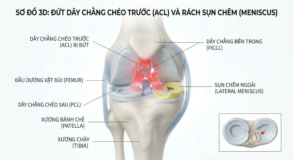 Đứt Dây Chằng Chéo Trước Và Rách Sụn Chêm: Nguy Hiểm, Dấu Hiệu Và Cách Điều Trị Hiệu Quả