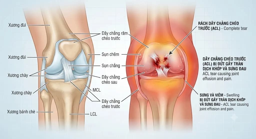Rách Dây Chằng Chéo Trước Là Gì? Nguyên Nhân Và Cách Điều Trị Hiệu Quả